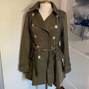 Steve Madden Olive Green Peplum Coat Size M EUC
